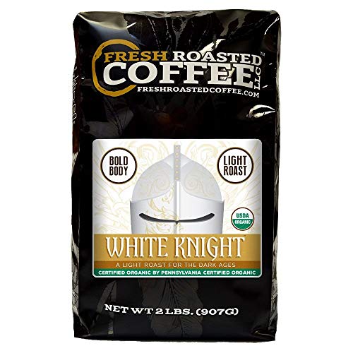 Product Cover Fresh Roasted Coffee LLC, White Knight Organic Coffee, Artisan Blend, Light Roast, Fair Trade, USDA Organic, Mild Body, Whole Bean, 2 Pound Bag