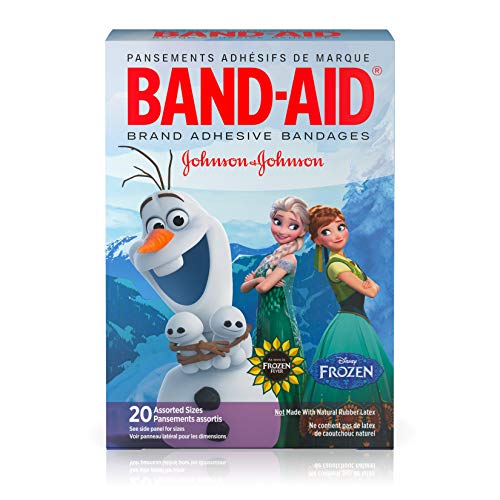 Product Cover Band-Aid Brand Adhesive Bandages for Minor Cuts and Scrapes, Featuring Disney Frozen Characters, Assorted Sizes 20 ct