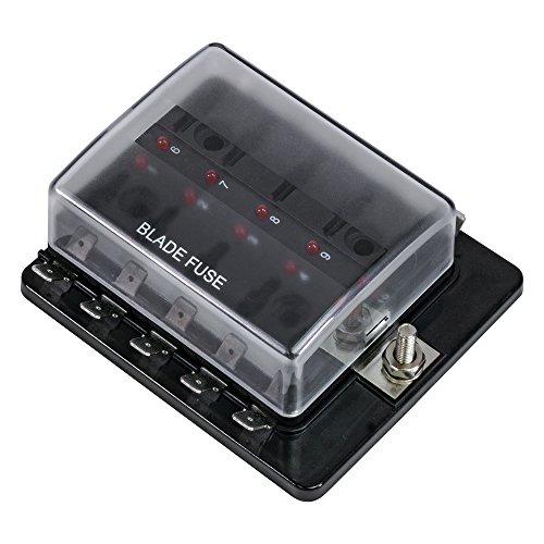 Product Cover 10-Way Blade Fuse Box [LED Indicator for Blown Fuse] [Protection Cover] [100 Amps] - Fuse Block for Automotive