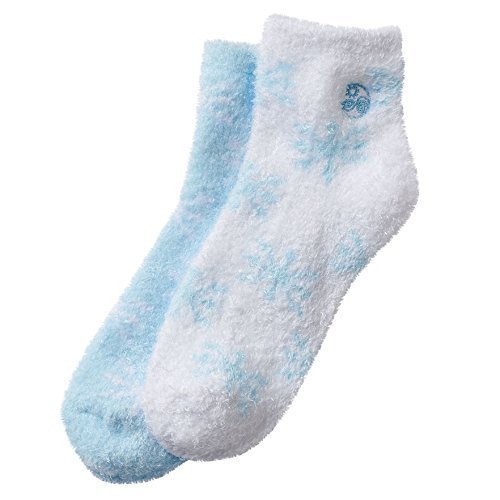 Product Cover Earth Therapeutics Thera-Soft Aloe/Vitamin E Moisturizing Socks, Baby Blue/Snowflakes: 2 Pairs