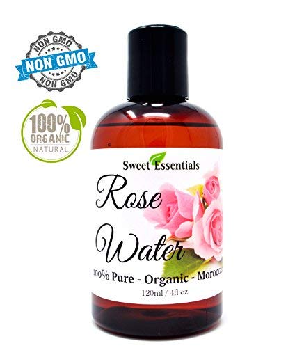 Product Cover Premium 100% Pure Organic Moroccan Rose Water - 4oz - Imported From Morocco - (Also Edible) Rich in Vitamin A and C, it is Packed With Natural Antioxidants and Anti-Inflammatory Qualities. Perfect for Reviving, Hydrating and