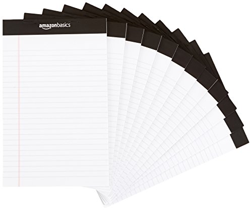 Product Cover AmazonBasics Narrow Ruled 5 x 8-Inch Writing Pad - White (50 Sheet Paper Pads, 12 pack)