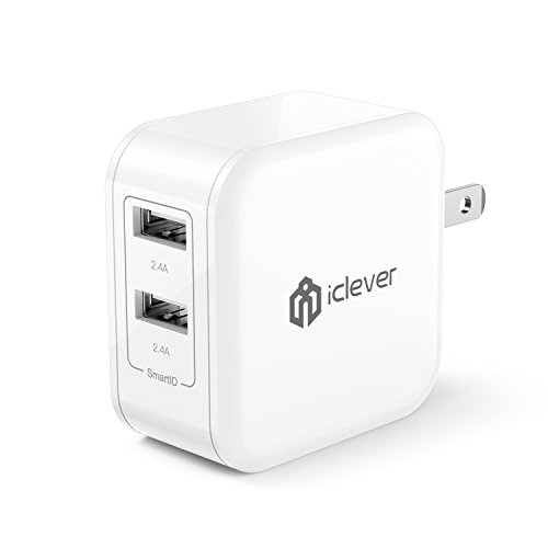 Product Cover iClever BoostCube USB Charger 24W Dual Port Wall Charger with SmartID Technology, Foldable Plug, Compact Power Adapter for iPhone Xs/XS Max/XR/X/8 Plus/8/7 Plus/7/6S/6 Plus, iPad Pro Air/Mini and More