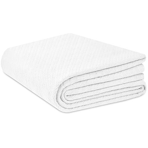 Product Cover COTTON CRAFT - 100% Soft Premium Cotton Thermal Blanket - Twin White - Snuggle in These Super Soft Cozy Cotton Blankets - Perfect for Layering Any Bed - Provides Comfort and Warmth for Years