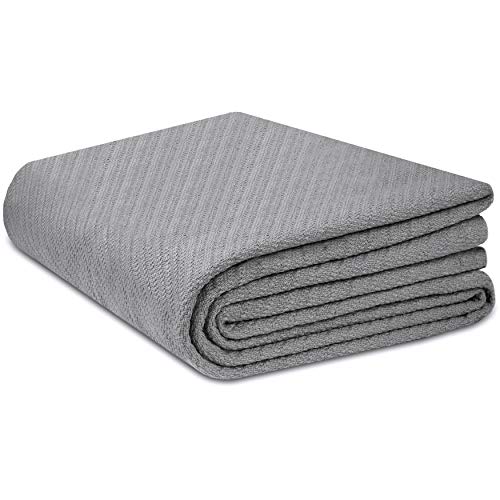 Product Cover COTTON CRAFT - 100% Soft Premium Cotton Thermal Blanket - Full/Queen Grey - Snuggle in These Super Soft Cozy Cotton Blankets - Perfect for Layering Any Bed - Provides Comfort and Warmth for Years