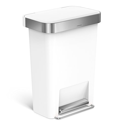 Product Cover simplehuman 45 Liter / 11.9 Gallon Rectangular Step Can with Liner Pocket, White Plastic