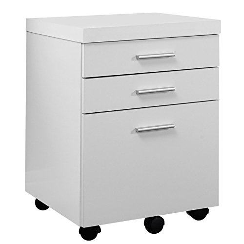 Product Cover Monarch Specialties I 7048 White Hollow-Core 3 Drawer File Cabinet on Castors