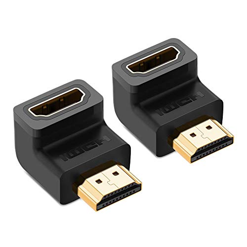 Product Cover UGREEN 2 Pack HDMI Adapter Right Angle 90 Degree Gold Plated HDMI Male to Female Connector Supports 4K for TV Stick