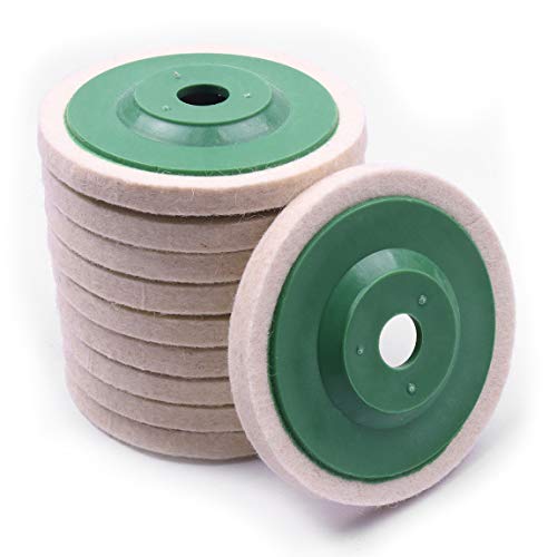 Product Cover Atoplee 10pcs 3.86'' 98mm Wool Polishing Buffing Wheel Pad Bore Dia