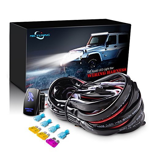 Product Cover MICTUNING LED Light Bar Wiring Harness Fuse 40Amp Relay ON-OFF SASQIATCH Rocker Switch Blue(2 Lead )