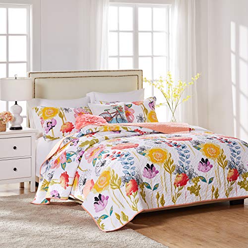 Product Cover Greenland Home Watercolor Dream Quilt Set, 3-Piece King/Cal King, White