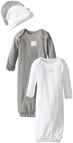 Product Cover Burt's Bees Baby Unisex Baby Gown and Cap Set, 100% Organic Cotton, 0-6 Months, Cloud/Heather Grey 2-Pack