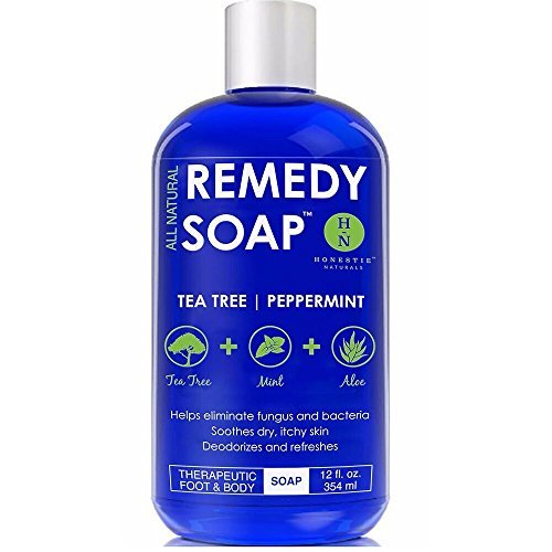 Product Cover Remedy Antifungal Soap, Helps Wash Away Body Odor, Athlete's Foot, Nail Fungus, Ringworm, Jock Itch, Yeast Infections and Skin Irritations. Refreshing 100% Natural Foot and Body Wash with Tea Tree Oil, Mint & Aloe Therapeutic Cleanser 12 o