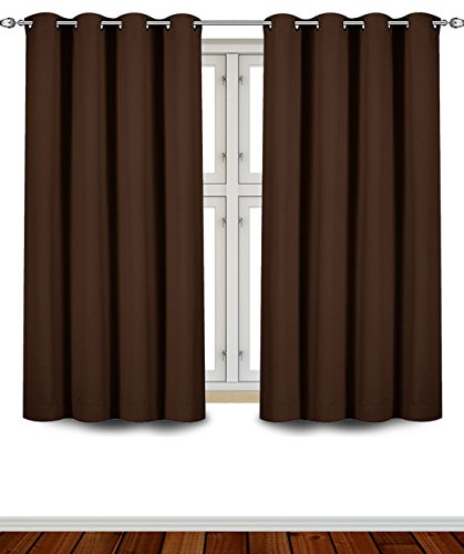 Product Cover Utopia Bedding Blackout Room Darkening and Thermal Insulating Window Curtains/Panels/Drapes - 2 Panels Set - 8 Grommets per Panel - 2 Tie Backs Included (Chocolate, 52 x 63 Inches with Grommets)