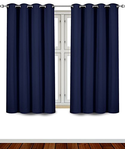 Product Cover Utopia Bedding Blackout Room Darkening and Thermal Insulating Window Curtains/Panels/Drapes - 2 Panels Set - 8 Grommets per Panel - 2 Tie Backs Included (Navy, 52 x 63 Inches with Grommets)