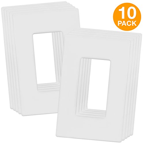 Product Cover ENERLITES Screwless Wall Plates Child Safe Outlet Covers for Rocker GFCI Light Timer Dimmer Switches, Size 1-Gang 4.68 x 2.93 Inches, PC Material, SI8831-W-10PCS, White (10 Pack), UL Listed
