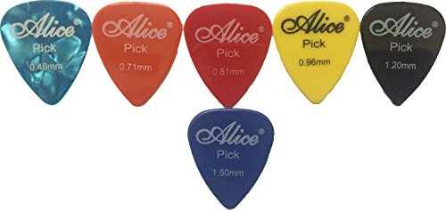Product Cover Alice Guitar Plectrums Pick of Various Thickness, 6 Pieces, Assorted Colors