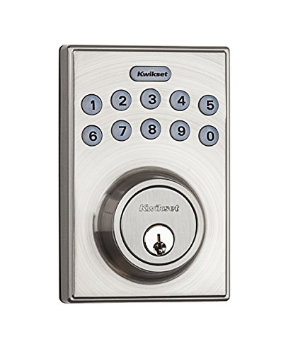 Product Cover Kwikset 92640-001 Contemporary Electronic Keypad Single Cylinder Deadbolt with 1-Touch Motorized Locking, Satin Nickel