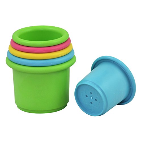 Product Cover green sprouts Sprout Ware Stacking Cups made from Plants (6 cups) | Encourages whole learning the healthy & natural way | Fun for bath, pool, water, & sand play, Holes for sifting & sprinkling