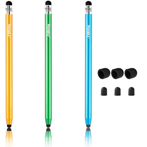 Product Cover Honsky Cell Phone Stylus, Tablet Stylus for Touch Screens: Universal Slim Long Metal Pencil-Like Stylist Pens, Tablet Pen, Touchscreen Stylus Pen - Blue, Champagne, Green - Cylinder, 3 Packs
