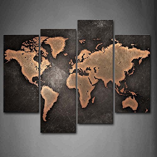 Product Cover General World Map Black Background Wall Art Painting Pictures Print On Canvas Art The Picture for Home Modern Decoration