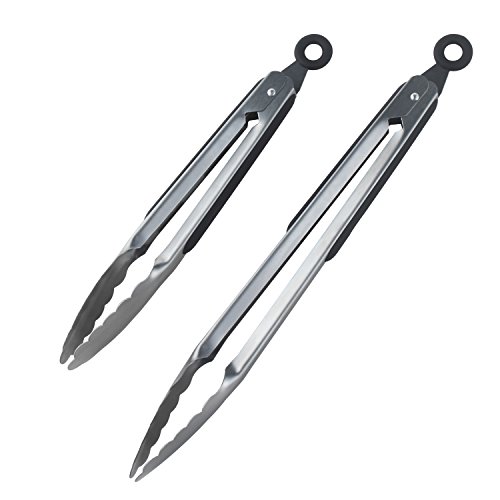 Product Cover DRAGONN Premium Set of 12-inch and 9-inch Stainless-Steel Locking Kitchen Tongs, Set of 2 - Sturdy, Heavy Duty Tong Set - Great for Cooking, Grilling, and Barbecue (BBQ) (Silver)