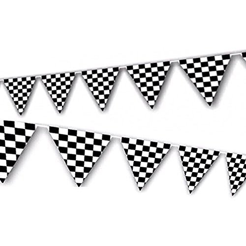 Product Cover Adorox 100ft Checkered Black and White Flags Racing Kids Party Banner