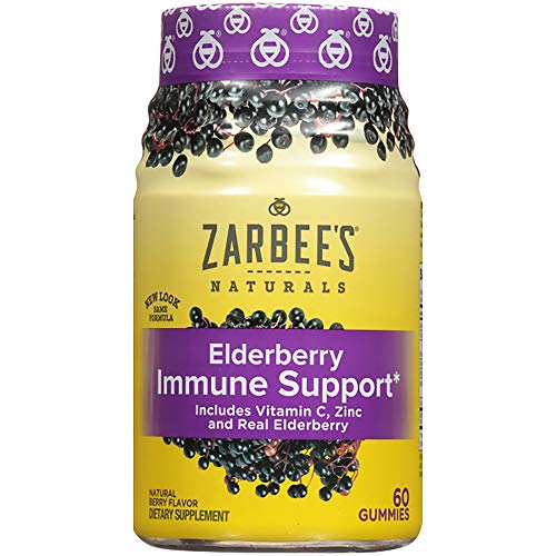 Product Cover Zarbee's Naturals Elderberry Immune Support* with Vitamin C & Zinc, Natural Berry Flavor, 60 Gummies