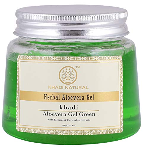 Product Cover Khadi Natural Ayurvedic Herbal Aloevera Green Gel With Liqorice and Cucumber Extracts Perfect for Oily Skin (200 g)