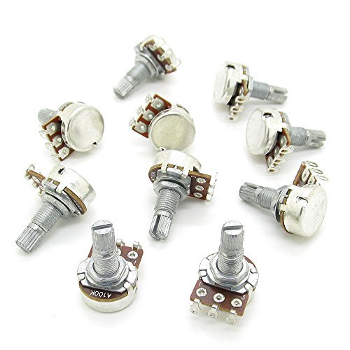 Product Cover JIUWU A100k OHM Audio Pots Split Shaft Taper Guitar Potentiometer Replace for Electric Guitar Pack of 10