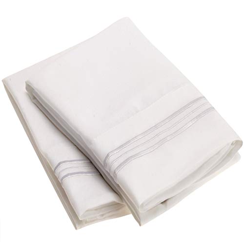 Product Cover Mellanni Luxury Pillowcase Set - Brushed Microfiber 1800 Bedding - Wrinkle, Fade, Stain Resistant - Hypoallergenic (Set of 2 Standard Size, White)