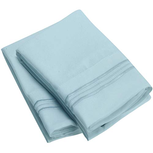 Product Cover Mellanni Luxury Pillowcase Set - Brushed Microfiber 1800 Bedding - Wrinkle, Fade, Stain Resistant - Hypoallergenic (Set of 2 King Size, Baby Blue)