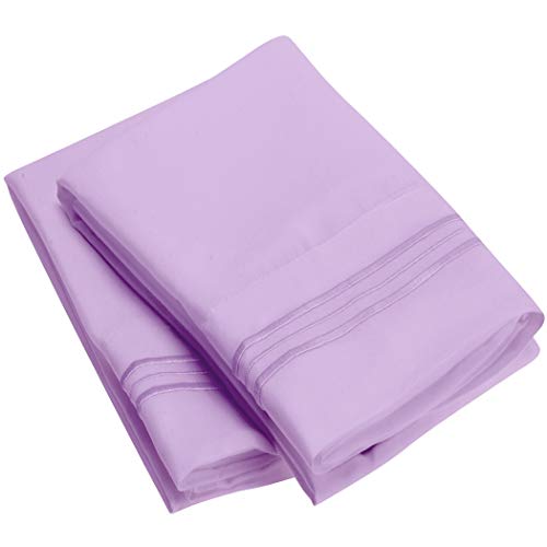 Product Cover Mellanni Luxury Pillowcase Set - Brushed Microfiber 1800 Bedding - Wrinkle, Fade, Stain Resistant - Hypoallergenic (Set of 2 Standard Size, Violet)