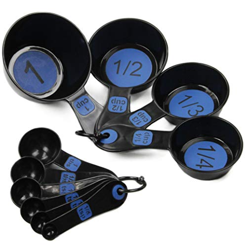 Product Cover Chef Craft 42018 Easy to Read Plastic 10 Piece Blue/Black Measuring Cup and Spoon Set