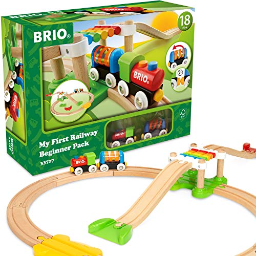 Product Cover Brio My First Railway - 33727 Beginner Pack | Wooden Toy Train Set for Kids Age 18 Months and Up
