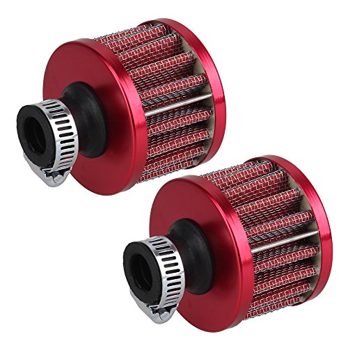 Product Cover BQLZR 13Mm Red Cone Mini Oil Air Intake Crankcase Vent Valve Cover Breather Filter Pack Of 2