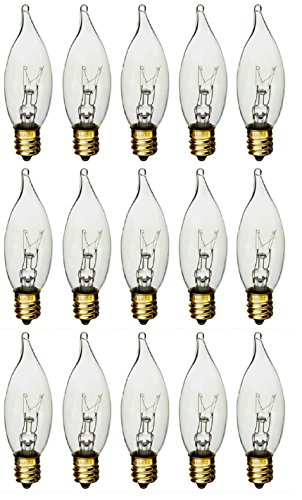 Product Cover Pack of 15 40 Watt CFC Clear Flame Shaped Incandescent Candelabra E12 Base Light Bulb