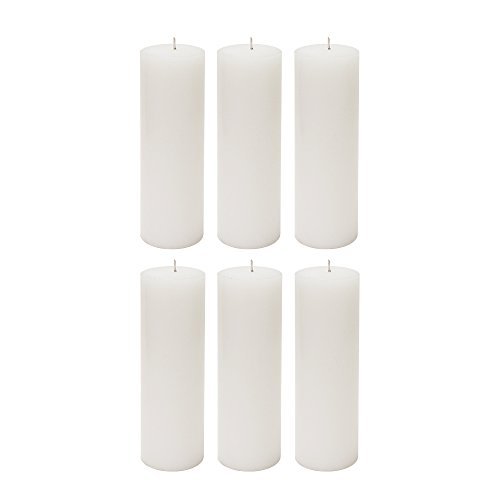 Product Cover Mega Candles - Unscented 2 x 6 Hand Poured Round Premium Pillar Candle - White, Set of 6 by Mega Candles