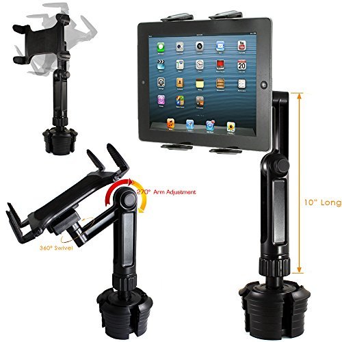 Product Cover ChargerCityÃ'Â® Vibration-Free Xtreme Tablet Drinks Cup Holder Mount w/10inch Long Arm Reach & 360Ã'Âº Swivel Viewing Adjustment for All 7-12 screen tablet like Apple iPad Air Mini Pro (All Generation) Google Nexus 7 9 10 Samsung