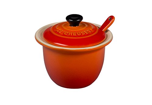 Product Cover Le Creuset of America Stoneware Condiment Pot with Spoon, 6 3/4-Ounce, Flame