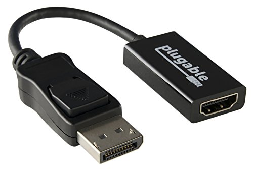 Product Cover Plugable Active DisplayPort to HDMI Adapter - Connect Any DisplayPort-Enabled PC or Tablet to an HDMI Enabled Monitor, TV or Projector for Ultra-HD Video Streaming (HDMI 2.0 up to 4K 3840x2160 @60Hz)