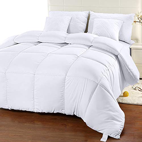 Product Cover Utopia Bedding Hypoallergenic, Plush Siliconized Fiber Comforter Duvet Insert-Queen, White