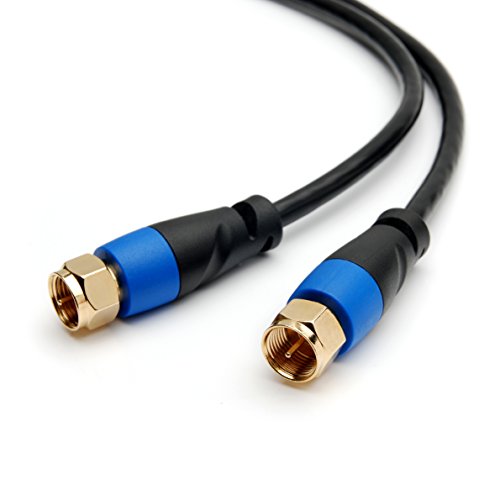 Product Cover BlueRigger Coaxial Digital Audio/Video Cable (6 Feet,Black) - Triple Shielded F-Pin to F-Pin with Easy Grip Connector Caps