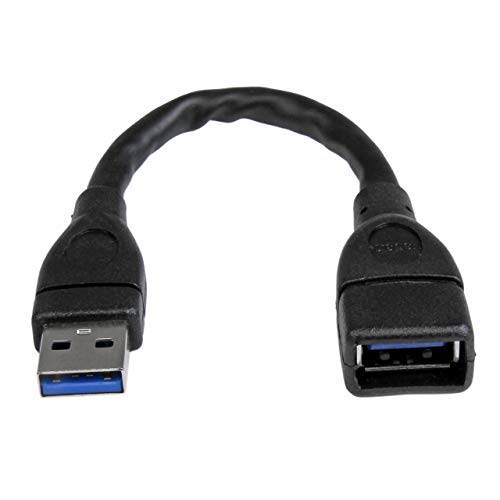 Product Cover 6in Black USB 3.0 Extension Adapter Cable A to A - M/F - USB 3.0 Port Saver Cable - USB 3.0 Male to Female Cable - Black, 6in