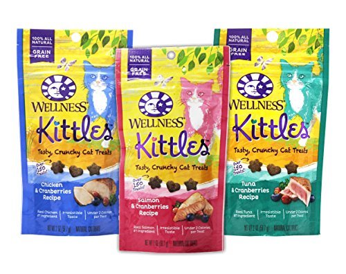 Product Cover Wellness Kittles Cat Treat Variety Pack - 3 Flavors (Chicken & Cranberries, Salmon & Cranberries, and Tuna & Cranberries Flavors) - 2 oz Each (3 Total Pouches)
