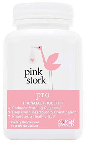 Product Cover Pink Stork Pro: Prenatal Probiotic, Developed for Pregnancy, Morning Sickness, Gut Health, Immune Health, Heartburn, Constipation + More, 60 Small Capsules