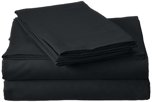 Product Cover Home Collection 4 Piece Sateen Stripe Sheet Set. (4 Sizes, 9 Colors) (Queen, Black) by Millenium Linen