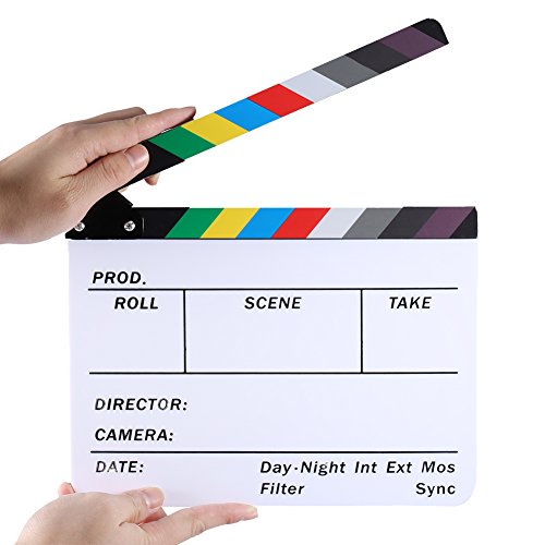Product Cover Neewer Acrylic Plastic 10x8/25x20cm Dry Erase Director's Film Clapboard Cut Action Scene Clapper Board Slate with Color Sticks
