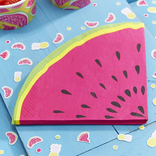 Product Cover Ginger Ray SF-751, Pink Summer Fruits Watermelon Slice Party Paper Napkins, 33 cm