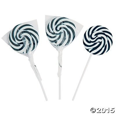 Product Cover Fun Express Navy Blue and White Swirl Lollipops Suckers - 24 Pieces